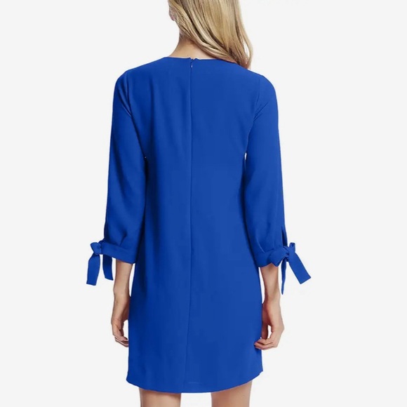 New! $129 CeCe Women's Tie Cuff 3/4-Sleeve V-Neck Shift Dress Blue Size 4 - Picture 2 of 8